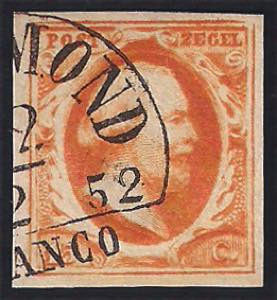1852 Guglielmo III c.15 arancio (3) molto ... 