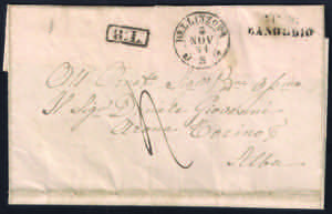 1851 Lettera da BELLINZONA 3 NOV.51 per Alba ... 