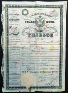 1842 Passaporto per linterno rilasciato ... 