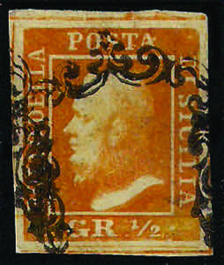1859 gr. 1/2 arancio pos. 7 (1 cat.1750) ... 