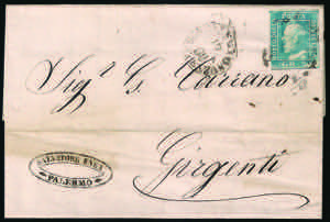 1859 Lettera con gr.2 azzurro II tav pos.48 ... 