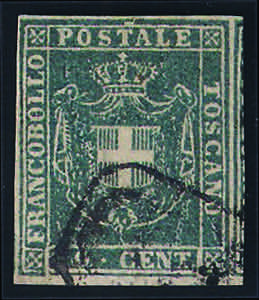 1860 c.20 azzurro (20) usato, ampi margini e ... 