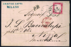 Lettera con c.40 rosso carminio (3 cat.700) ... 