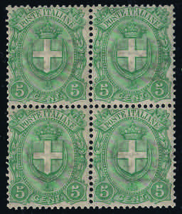 1896/7 quartina c.5 verde (67) con ... 