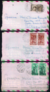 Tre lettere via aerea per Santiago del Cile ... 