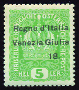 1918 H.5 verde giallo varietà (2t cat.90) ... 