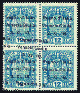 1918 Quartina h.12 verde azzurro varietà ... 