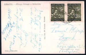 Cartolina con coppia L.1,50 oliva bruno (44 ... 