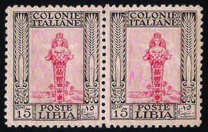 LIBIA - 1926/30 Pittorica copia c.15 bruno e ... 
