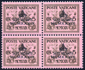 1939 Sede Vacante cpl. 7 val. in quartine ... 