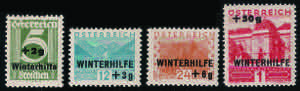 1933 Soccorso invernale cpl. 4 valori ... 