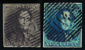 1849 Leopoldo I c.10 bruno e c.20 azzurro ... 