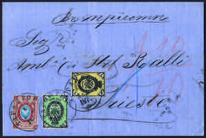 1870 Bella tricolore con k.1 nero e giallo + ... 