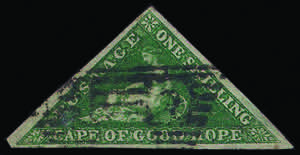 1855/8 sh.1 verde scuro (SG 8b cat £.550) ... 