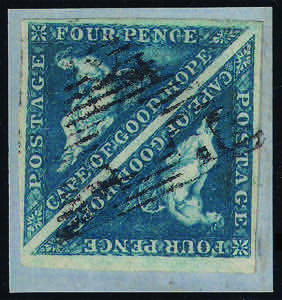 1863/4 Coppia p.4 azzurro scuro (SG19a) ... 