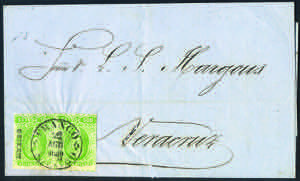 1860 Lettera con coppia r.2 verde giallo (3) ... 