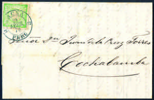 1870 Lettera con d.1 verde giallo (13) da ... 