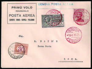 1926 1° Volo Genova-Roma-Napoli-Palermo del ... 