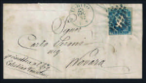 Lettera con c.20 azzurro (2 cat.1800) con ... 