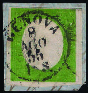Frammento con c.5 verde giallo (7f cat.3500) ... 