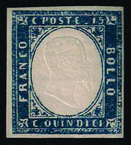 1863 Tipo Sardegna c.15 azzurro grigio scuro ... 
