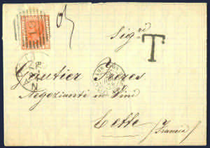 Lettera per la Francia con c.20 arancio (28) ... 