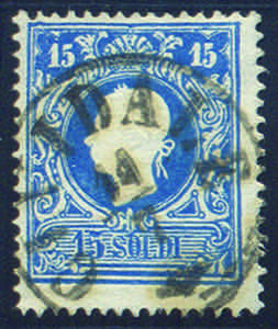 1858 Effigie s.15 azzurro (32 cat.275) ... 