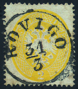 1863 Aquila dent.14 s.2 giallo (36 cat.300) ... 
