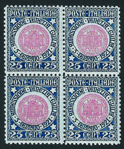 1921 Annessione Venezia Giulia serie cpl. 3 ... 