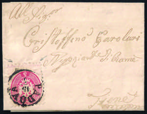 1864/5 s.5 rosa (43e cat.500) lettera di ... 