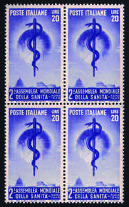 1949 Sanità L.20 violetto in quartina (607 ... 