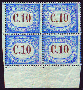 1925 Tasse quartina c.10 azzurro con cifre ... 