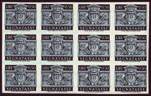 1945 Tasse stemma c.50 grigio azzurro blocco ... 