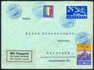 13.IV.1924 Flugpost Grenchen-Zurick con ... 