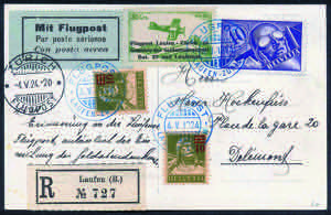 4.V.1924 Flugpost Laufen tre lettere con ... 