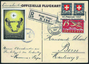 17.2.1927 Brugg Yverdon cartolina ufficiale ... 