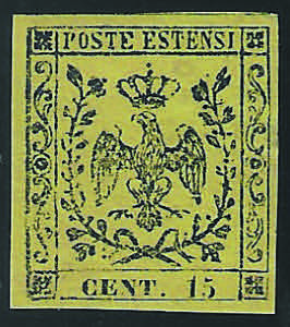 1852 Aquila c.15 giallo (3 cat.150) qualità ... 