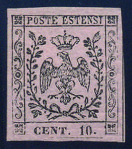 1854 Aquila c.10 rosa (9 cat.800) qualità MB