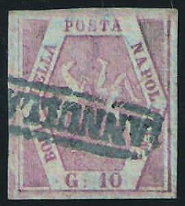 1858 Stemma gr.10 carminio rosa (11 cat.850) ... 