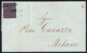 Lettera con c.25 violetto (4 cat.1650) ampi ... 