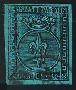 1852 Giglio c.40 azzurro (5 cat.1300) ... 
