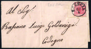 Lettera da BRESCIA 30/6 del 1853 per Codogno ... 