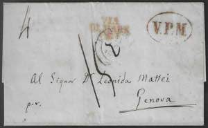 Lettera da Livorno 22 agosto 1852 con bollo ... 
