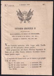 1850 Regio Decreto di S.M. Vittorio Emanuele ... 
