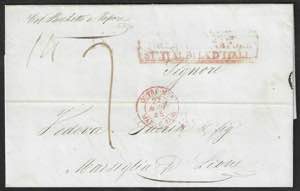 Lettera da Napoli 23 agosto 1845 per Lione ... 
