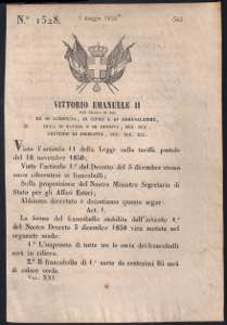 1853 Regio Decreto di S.M. Vittorio Emanuele ... 