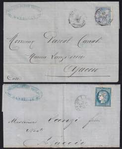 1873/77 Lotto di due lettere da Marsiglia ... 