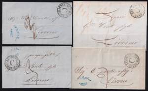 1855/62 Quattro lettere da Genova per ... 