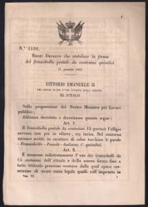 1863 R.Decreto n° 1101 del 11 gennaio che ... 