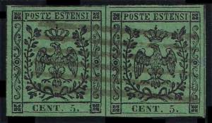 1852 Aquila Estense coppia c.5 verde con ... 